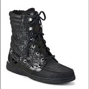 *First offer wins* Black Sparkly Sperry Boots