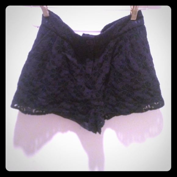 Navy embroidered shorts
