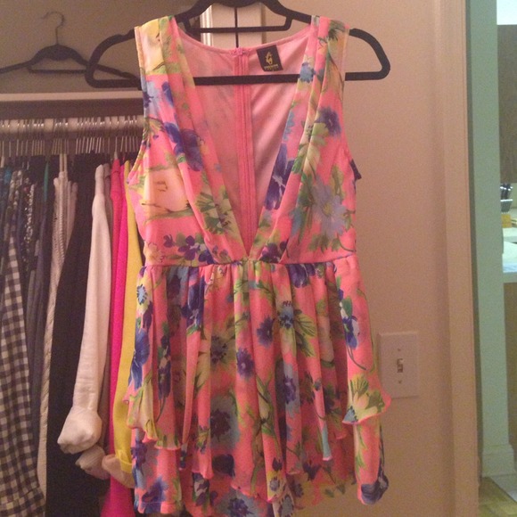 Passion Fusion Floral Romper with low V