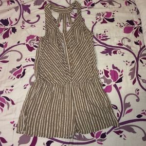 Brand new white and brown stripped romper