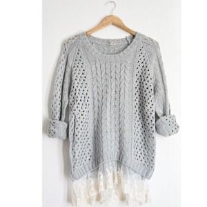 Grey knit lace sweater
