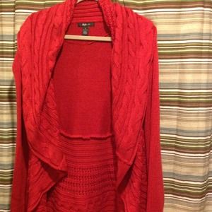 Red cardigan
