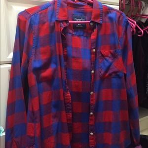 Red and blue flannel 20 ON PP or mercari