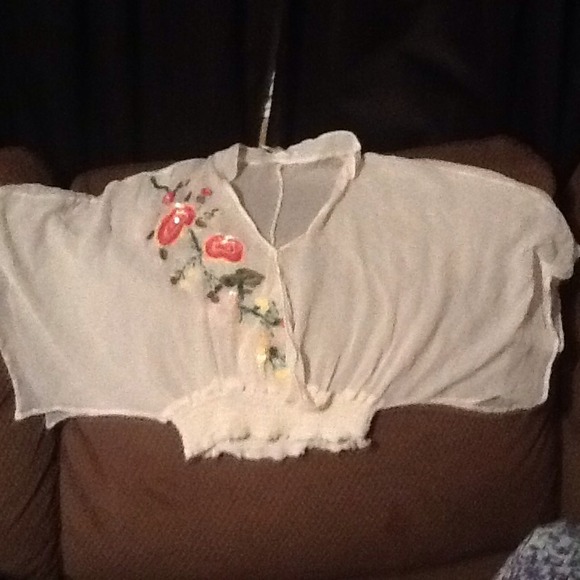 Beautiful silk sequin bohemian sheer top