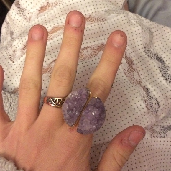 Brand new amythest/gold ring from Anthropology