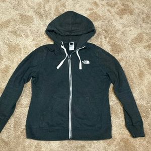Black north face fleece zip up jacket