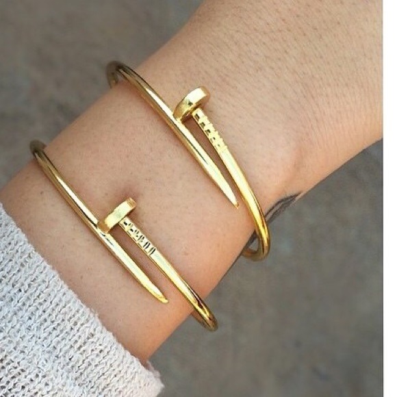 ❌SOLD OUT❌Silver screw bangle bracelets - Picture 2 of 4