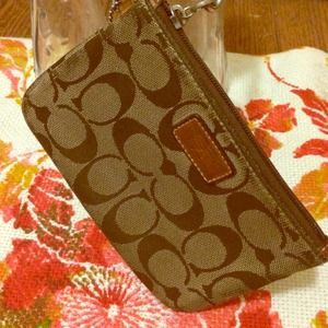 Coach brown and tan wristlet