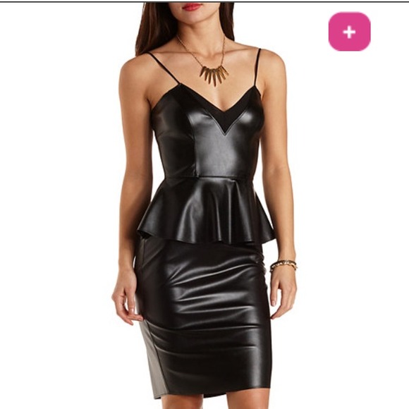 leather peplum Dress!🍸