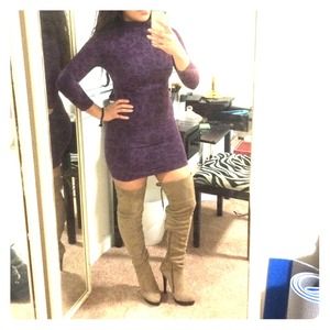 Deep purple mock neck sweater dress