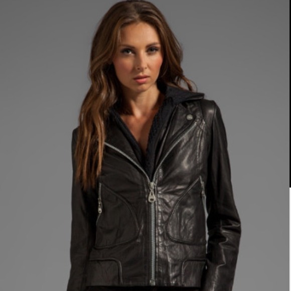 Doma Leather Jacket with Hood - Picture 3 of 8
