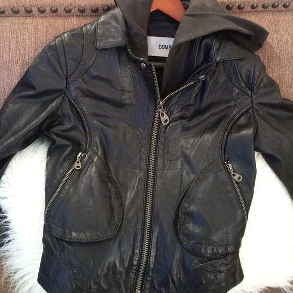 Doma Leather Jacket with Hood - Picture 1 of 8