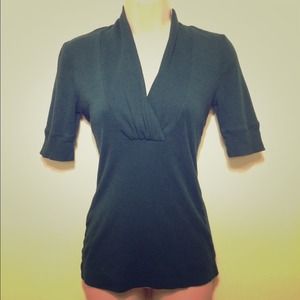 Express dark green V neck top