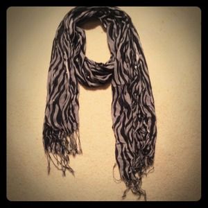 Gray zebra sparkly scarf