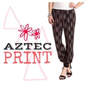 Drawstring Aztec Print Jogger Pants