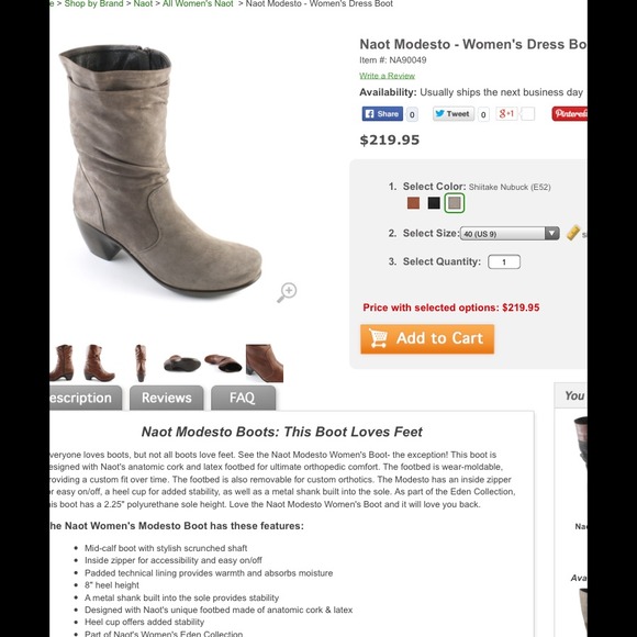 Naot Modesto Shittake Nubuck Boots