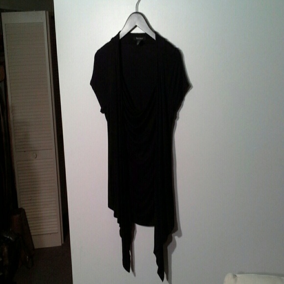 ♦️3/$10♦️ [WHBM] Cute 2 in 1 black draped top sz M - Picture 2 of 4