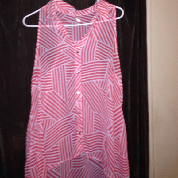 Plus size Sheer High Low Blouse