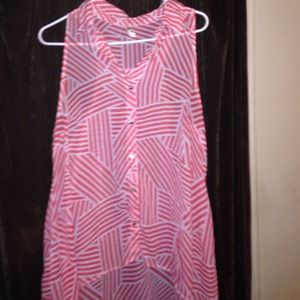 Plus size Sheer High Low Blouse