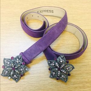 Vintage looking suede leather purple belts