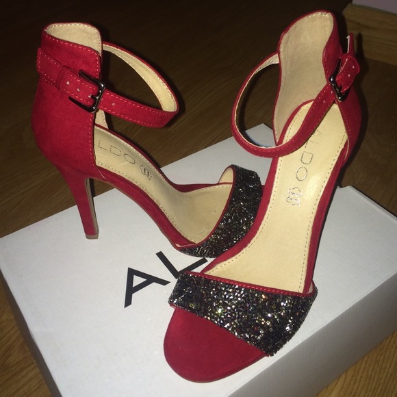 ALDO - Red Suede DOSH Heels - Picture 3 of 4