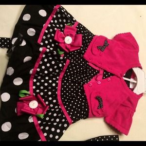 Baby Girls size 12 month dress and cardigan set