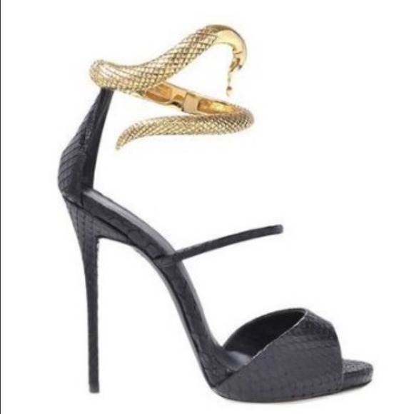 4.7" Snake Ankle Strap Leather High Heel