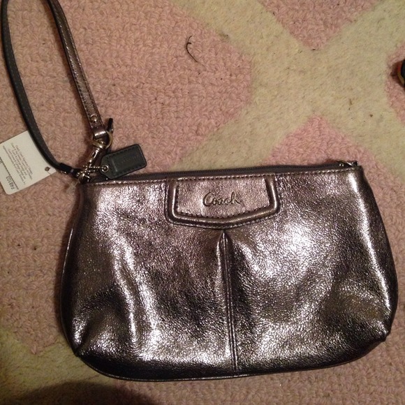 SOLD! 🚫🚫 Metallic silver Coach clutch