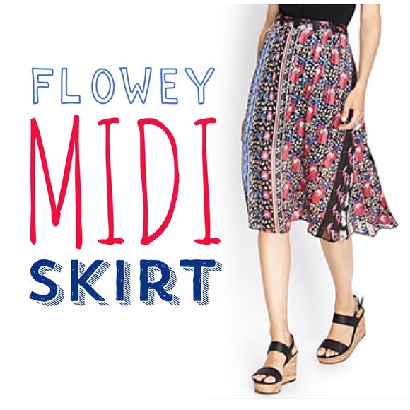Floral Print Midi Skirt