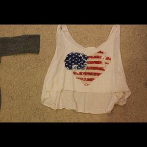 American flag heart crop top tank