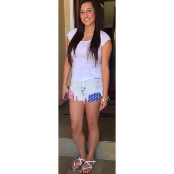 High Waisted Shorts- Stars & Stripes/American Flag