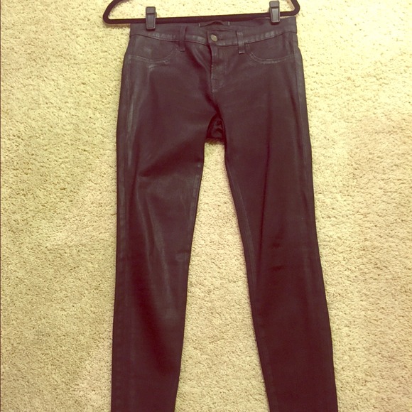 J Brand black waxy jeans
