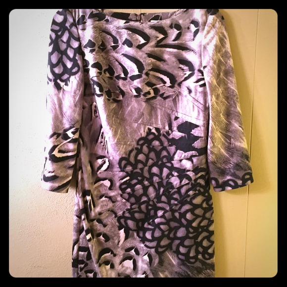 Jessica Simpson black and white peacock dress