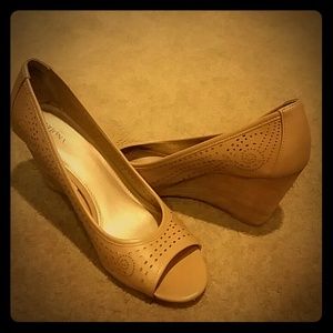 Peep toe wedges