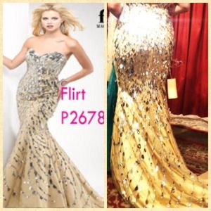 Beige prom  gown  night dress