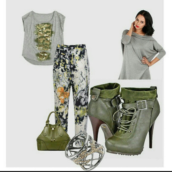 Olive lace up ankle  boots
