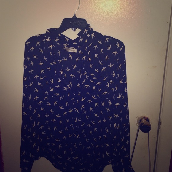 Flying bird print silk shirt