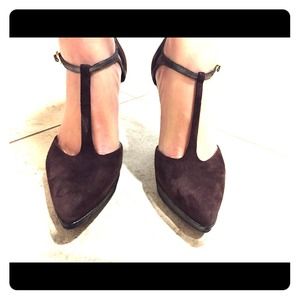 Ralph Lauren suede t-strap pumps