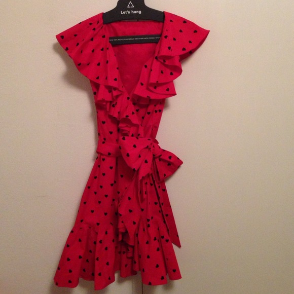 🚫SOLD!🚫Chloe Sevigny Red Heart bebe Wrap Dress S - Picture 2 of 4