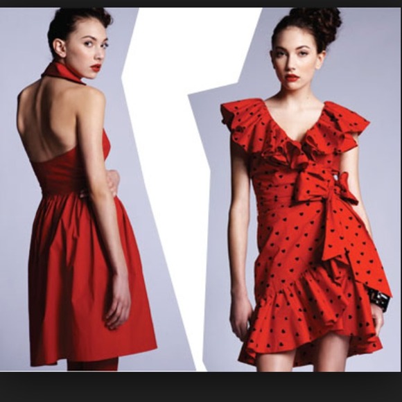 🚫SOLD!🚫Chloe Sevigny Red Heart bebe Wrap Dress S - Picture 3 of 4