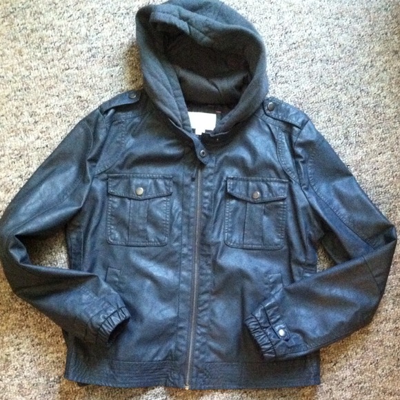 Gray Faux Leather Jacket