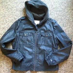 Gray Faux Leather Jacket