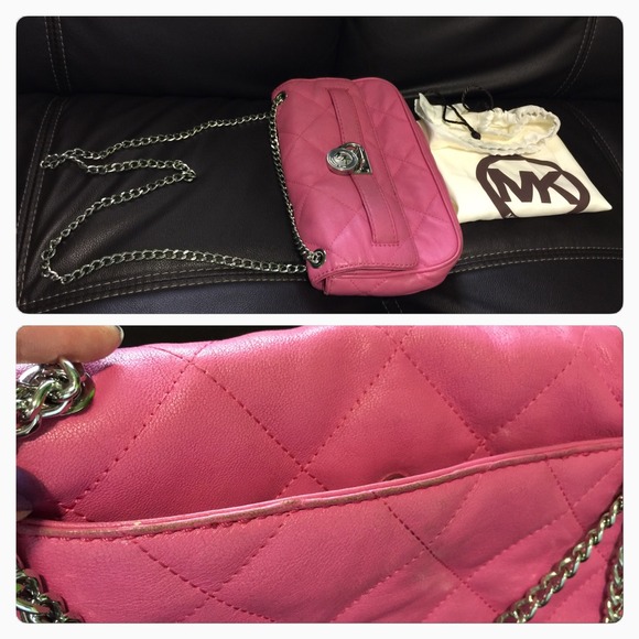 Michael Kors pink with silver chain shoulder bag. - Picture 3 of 4