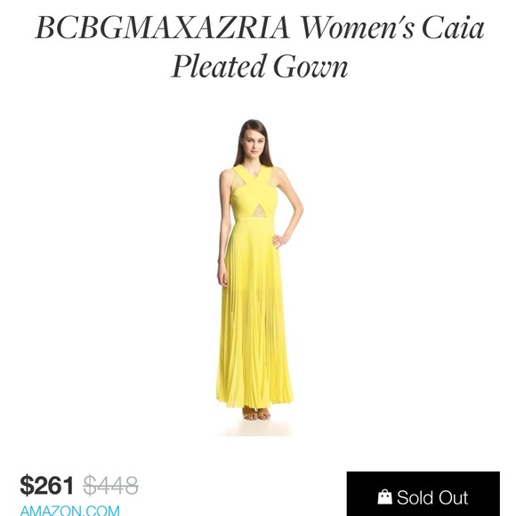 BCBG Caia formal cocktail Yellow long Gown $448