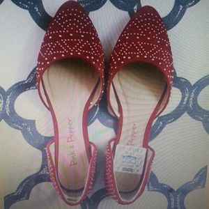 Red pointy flats