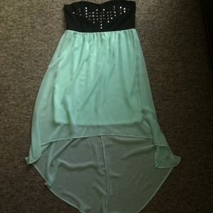 Studded Mint Hi Low Dress