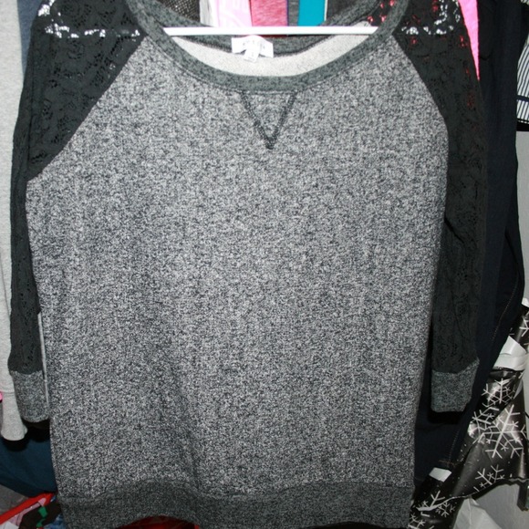 Lace sleeve sweatshirt