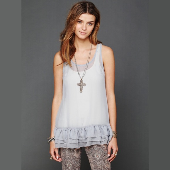 Free People Sheer Chiffon Drop Waist Slip Dress S - Picture 2 of 4