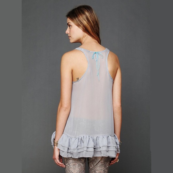 Free People Sheer Chiffon Drop Waist Slip Dress S - Picture 3 of 4