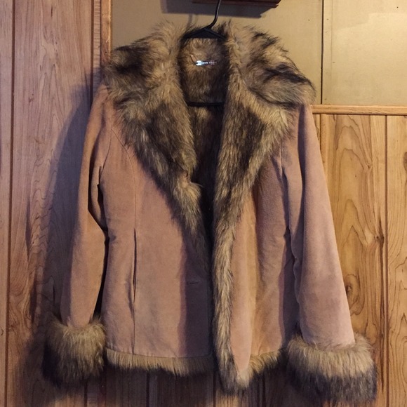 Fur lined leather brandon thomas coat